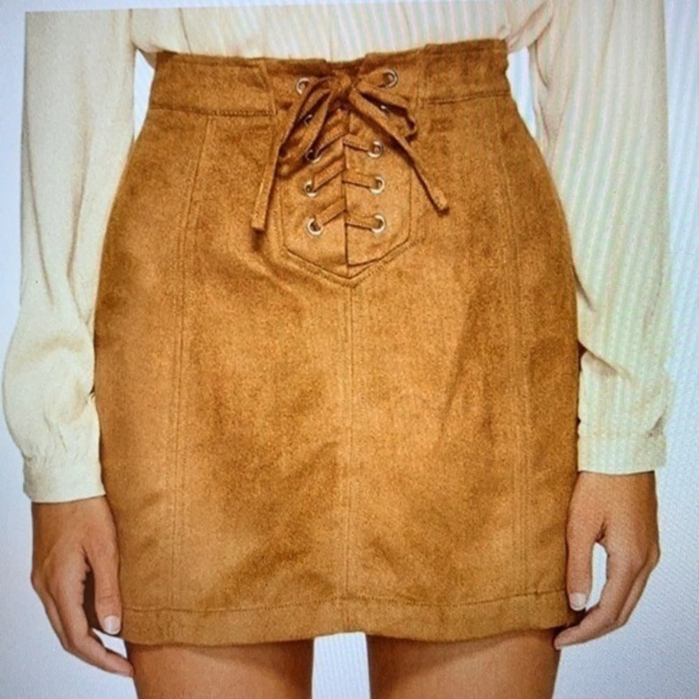 Jack by BB Dakota Faux Suede Lace-up Mini Skirt 6